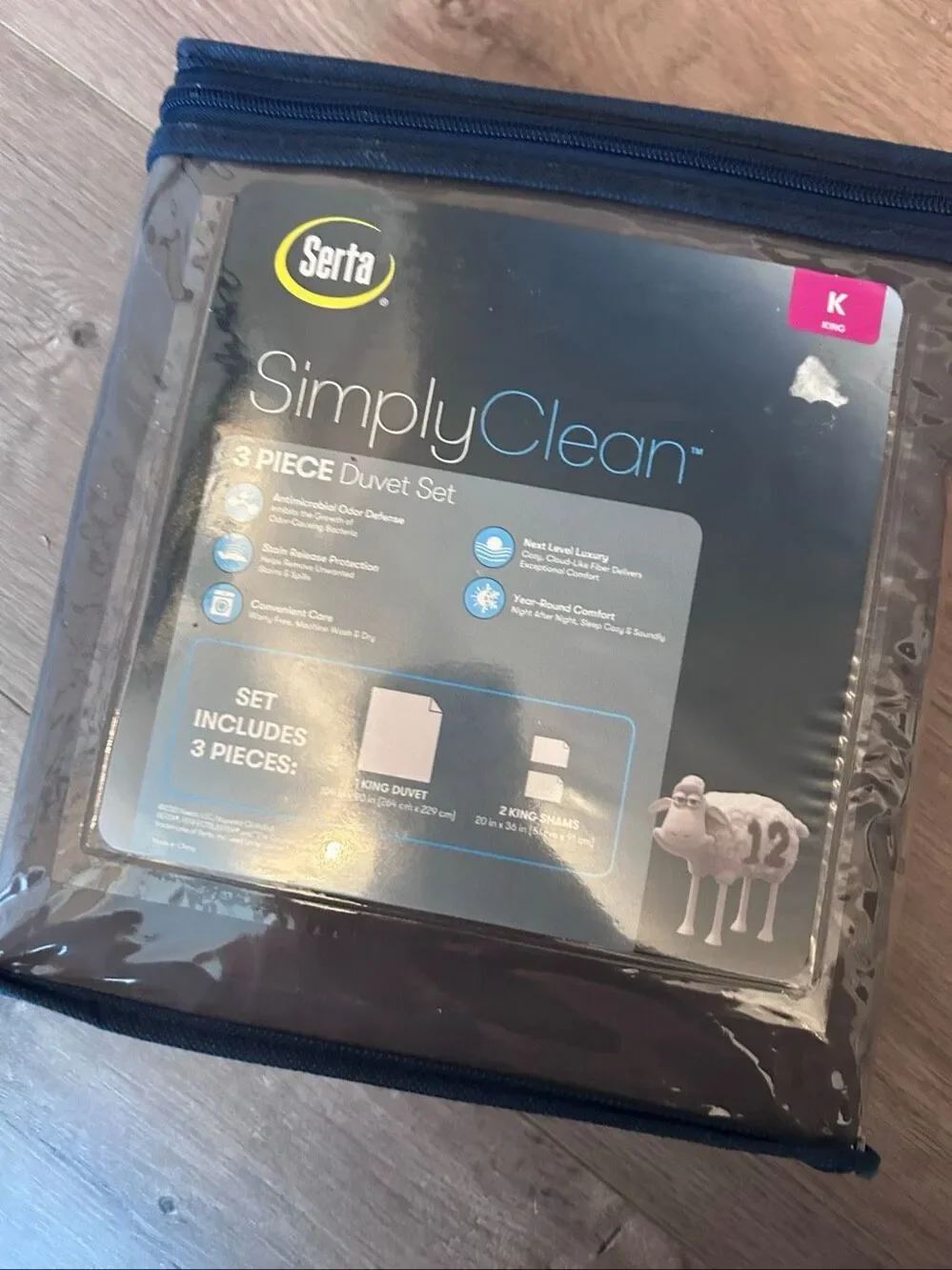 Serta simple clean 3 peace duvet set one king duvet 2 king shams new gray color